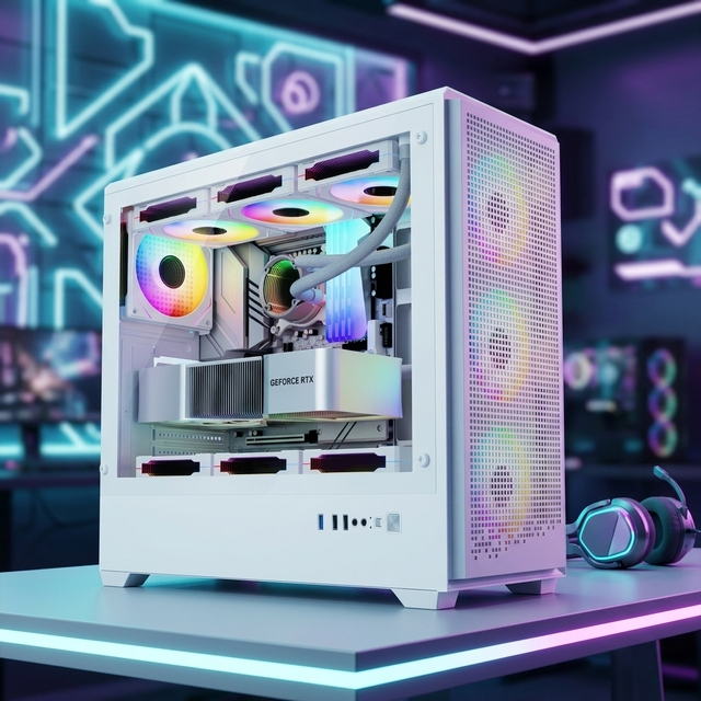 Wholesale RGB Computer Case Full View Sea Vision Gaming Cabinet White Color ATX Aluminum Alloy PC Gamer Case