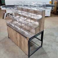 Support de présentation pliable moderne personnalisé pour boissons et en-cas avec étagères en bois et en métal - à poser sur comptoir/mural