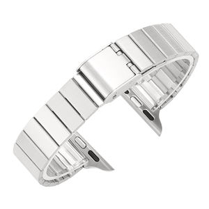 Cinturino in acciaio inossidabile compatibile con <span class=keywords><strong>Watch</strong></span> Charm per serie 7 6 5 4 3 2 1 <span class=keywords><strong>SE</strong></span>, colore Starlight, effetto bambù. - Product Image 6