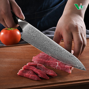 10Cr15CoMoV Couteaux de cuisine en acier damas 67 couches Chef japonais Couteau de <span class=keywords><strong>boucher</strong></span> de 9 pouces avec manche en résine d'ormeau - Product Image 6