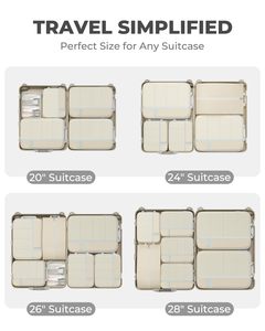 Cubes de compression personnalisés pour les voyages, ensemble de 8 organisateurs de compression structurés pour bagages à main et bagages en soute - Product Image 6
