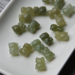 Natural Hetian Jade Bear Charms Animal Shape Pendants For <b>Bracelet</b> Or <b>Phone</b> Accessory Gift From China - Product Image 2