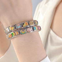 Venta al por Mayor de 18 Pulseras de Acero Inoxidable 316L con Dijes de Corazón Italiano Vintage en Oro y Plata, Marca SSJ, para Aniversario de Mujer