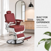 Fauteuil de barbier hydraulique rétro inclinable avec appui-tête et repose-pieds réglables pour salon de coiffure professionnel