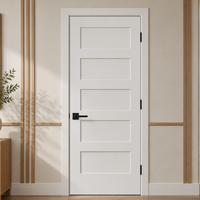 Porte intérieure moulurée style Shaker à 5 panneaux, 30x80'', norme américaine, en MDF, avec motifs en bois, porte à panneaux, apprêtée blanche, à âme creuse, pour décoration