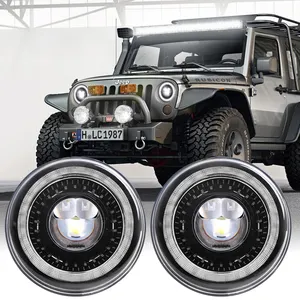 Top Sale 7 Zoll LED-Scheinwerfer Auto Drl Scheinwerfer 7 Zoll 60W runde LED-Scheinwerfer H4 versiegelte Träger für Jeep Wrangler JK LED-Scheinwerfer