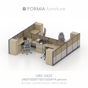 Muebles de Oficina Modernos, Cubículo para Centro de Llamadas, Estación de Trabajo, Mesa de Oficina con Separador, Escritorio para Computadora, Estación de Trabajo Modular para 4 Personas - Product Image 2