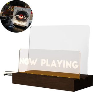 Lighting Now Playing Wooden Display Rack with Acrylic <strong>Record</strong> <strong>Stand</strong> for Music Genre Displays - Product Image 2