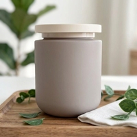 Pot cosmétique en PE doux au toucher, vert sauge mat, 250g (8oz), avec couvercles multicolores, pour gommage corporel et crème – Vente en gros