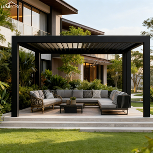 Pérgola de Aluminio Moderna y Resistente de 4x6 m, Gazebo con Rejilla, Techo de Láminas Ajustables, Estructura Exterior Ecológica para Jardín/Patio - Product Image 3