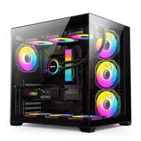 LY casing komputer MATX Gaming PC ATX, casing komputer dengan 10 buah 120mm kipas ARGB mendukung 360 mm Radiator 400 mm GPU