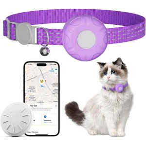 Collier en nylon violet pour chat avec suivi en temps réel par Bluetooth, compatible avec l'application Apple Find My (iOS uniquement) - Product Image 1