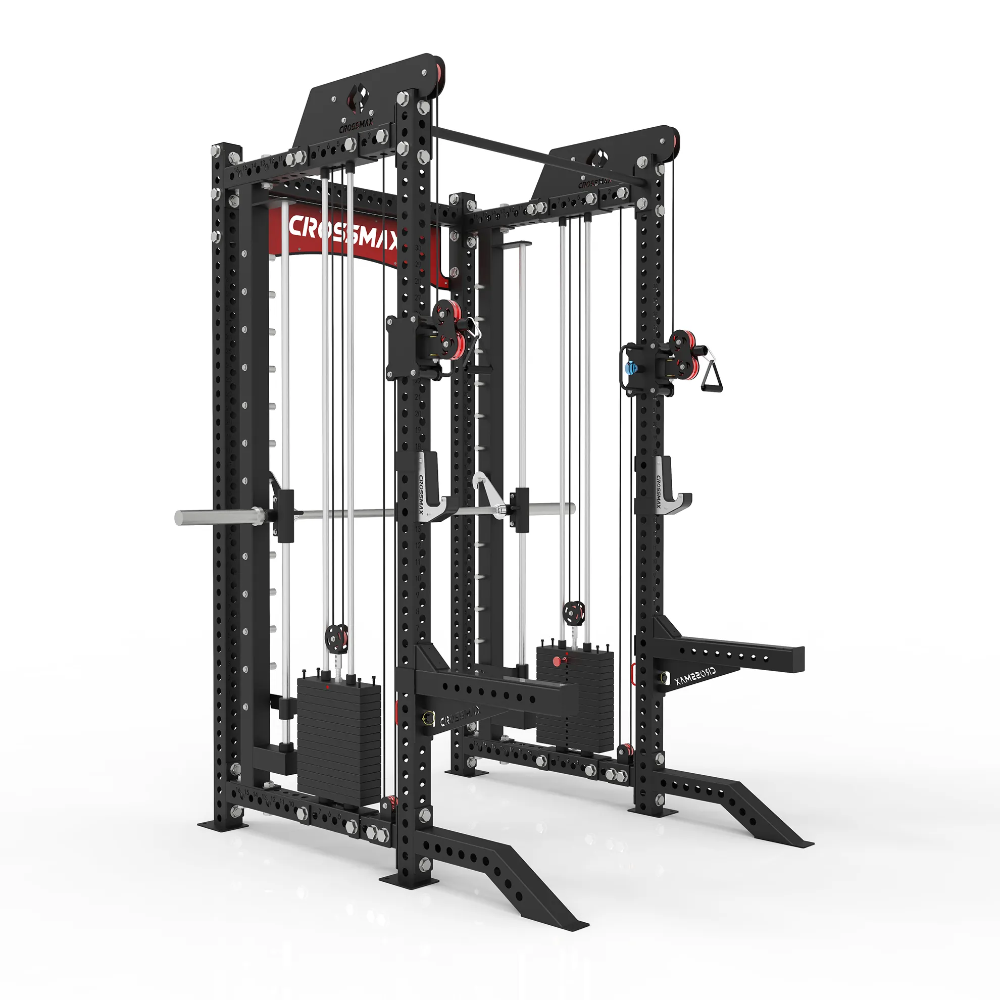 Cross max Gym Fitness geräte Mehrere Kabel Riemens ch eiben System Squat Power Cage Rack Funktions trainer Smith Mit Gewichts stapel