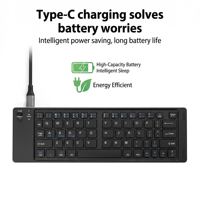 Nouveau clavier BT rechargeable à 66 touches, ultra-fin, mini, pliable, ergonomique, USB Type-C pour ordinateur portable, tablette, PC