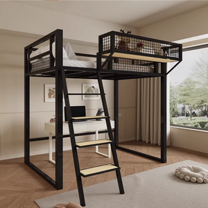 Lit mezzanine simple gain <span class=keywords><strong>de</strong></span> place, lit superposé décalé avec échelle, structure métallique pour petits appartements - Product Image 3