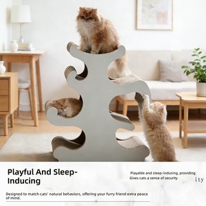 Meubles pour chats écologiques en carton ondulé, <span class=keywords><strong>arbre</strong></span> à <span class=keywords><strong>chat</strong></span> avec lit et griffoir, jouets d'intérieur durables - Product Image 4