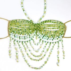Cadena corporal de cuentas con gemas para mujer, estilo sexy, accesorio de <span class=keywords><strong>moda</strong></span> que realza la figura, top tubo calado, 2005 - Product Image 3