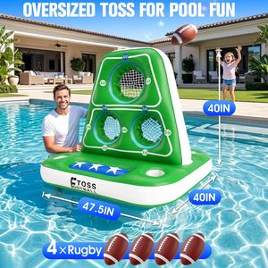 Solar-Powered Light-Up <b>Inflatable</b> Football Toss Game with Scoring Holes - Product Image 4