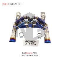 Échappement arrière en titane ING pour McLaren 720S M840T 4.0T 2017-2023 |   Tuyau en X double de 60 mm avec embouts bleus brûlés – Vente en gros