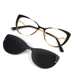 Lunettes de soleil pour femmes 2-en-1 avec monture en métal magnétique œil de chat, verres polarisés TAC UV400, anti-lumière bleue - Product Image 4
