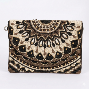Bolso de mano indio hecho a mano con cuentas y cierre de cremallera para novias y fiestas, disponible a precio de exportación. - Product Image 2