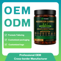 Gummies aux champignons 8-en-1 Marque Blanche OEM ODM, Mélange Adaptogène, Immunité et Vitalité, Vegan BerryGummy 60 unités