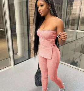 2026 बुना हुआ पिट बार ठोस आकस्मिक 2-टुकड़ा छोटे सेट ग्रीष्मकालीन पोशाक महिलाओं के लिए - Product Image 2