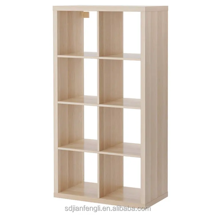 Organisateur de rangement d'unité en chêne taché blanc Durable 8 Cubes étagère d'affichage en bois massif boîte de bibliothèque armoire diviseur étagère