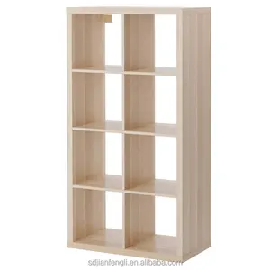 Unidad organizadora de almacenamiento de roble blanco, caja de estante de exhibición de madera sólida, divisor de armario, 8 cubos duraderos