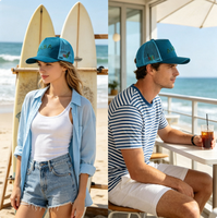 Gorra trucker de malla con frente de gamuza, parche de rayas de colores con bordado 3D, gorra de béisbol transpirable y ligera para exteriores, unisex.
