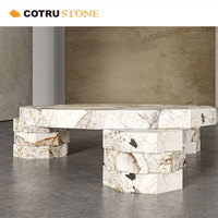 Mobilier italien en marbre Table et repose-pieds de luxe avec rangement