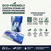 Sachet d'emballage en plastique refermable avec fenêtre transparente imprimée sur mesure, en aluminium, pour snacks