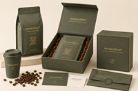 Boîte d'emballage de café de luxe personnalisée, boîte cadeau en papier rigide pour sachets de grains de café avec logo