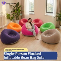 Fauteuil Poire Gonflable Sphérique en PVC Floqué, Style Minimaliste Moderne, Canapé Paresseux, Fauteuil Relaxant, 6 Couleurs