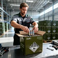Boîte d'emballage pour marchandises dangereuses certifiée UN en carton fibreux 4G pour le transport aérien de batteries au lithium