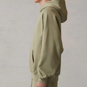 Sweat-shirt à capuche ample en coton à manches raglan, couleur unie, avec logo personnalisé, pour la personnalisation de marque et la vente en gros - Product Image 4