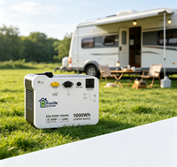 Centrale Électrique Solaire Portable 1000Wh, Sortie Continue 500W, Générateur de Stockage d'Énergie à Batterie LiFePO4, Onde Sinusoïdale Pure, Alimentation Domestique