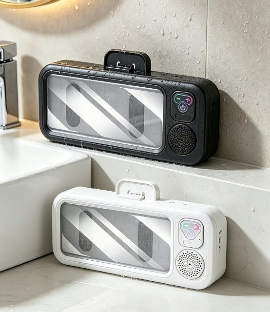 Waterproof Touch-Screen for 5.3 Speaker Voice Prompt USB Rechargeable | Hands-Free Streaming Music Player for Bathroom