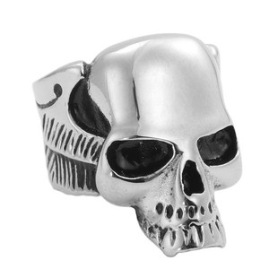 Skull <b>Ring</b> <b>Titanium</b> Steel Silver Men's Retro Punk Jewelry Gift 29007 - Product Image 4