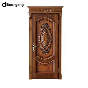 Puerta de Madera Maciza con Incrustaciones de Latón Chino para Villas de Lujo y Suites de Hotel con Motivos de Bestias Míticas y Cerradura Antigua - Product Image 3