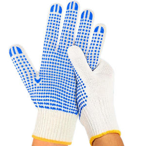 قفازات عمل صناعية من خيوط مزيج القطن والبوليستر الصفراء مع نقاط PVC، قفازات قابلة للتنفس وقابلة للتخصيص للحماية - Product Image 5