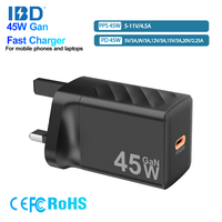 Chargeur rapide PD 45W 3.0 ignifuge avec prise UK double port USB-C pour 16 pouces et ordinateur portable