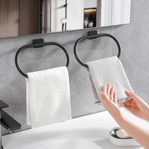 Wall Mounted Towel Rack Bathroom Towel Ring <b>Plastic</b> Round Towel Rack <b>Hook</b> Rings for Bathroom Kitchen Wall Door - Product Image 4