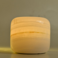 Lampe de nuit minimaliste en onyx et jade blanc naturel, lampe LED à intensité variable, lumière chaude, pour chambre à coucher, bureau, salle d'étude et décoration intérieure