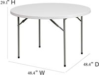 Table ronde en plastique blanc de 4 pieds, très vendue, pour mariage en plein air, fête, banquet