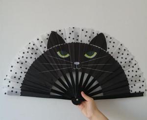 Éventail pliant en nylon Kongfu imprimé sur mesure, grand format, pour soirées et clubs, produit artisanal en bambou - Product Image 4