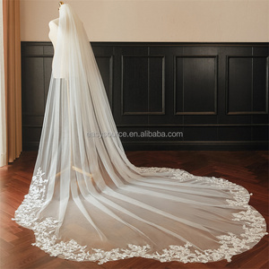 Il bordo del pizzo del fiore YM281 Appliques <span class=keywords><strong>velo</strong></span> della cattedrale lungo 1 livello con gli <span class=keywords><strong>accessori</strong></span> della <span class=keywords><strong>sposa</strong></span> del pettine - Product Image 3