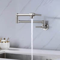 Robinet de cuisine pliant à double joint avec douchette pour cuisinière commerciale murale et évier de cuisine extensible à bras oscillant