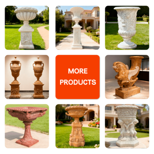 Pot de fleurs sur piédestal en marbre blanc européen, jardinière en pierre cannelée de style romain pour décoration extérieure de villa et de jardin BSAMSF-00034 Fabriqué en Na - Product Image 3