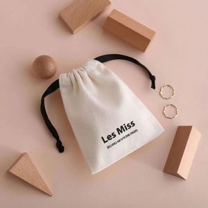 High Quality Cotton <b>Canvas</b> Gift Packaging Dust <b>Bag</b> Custom Natural Cotton <b>Drawstring</b> Jewelry Cosmetic Pouch - Product Image 5